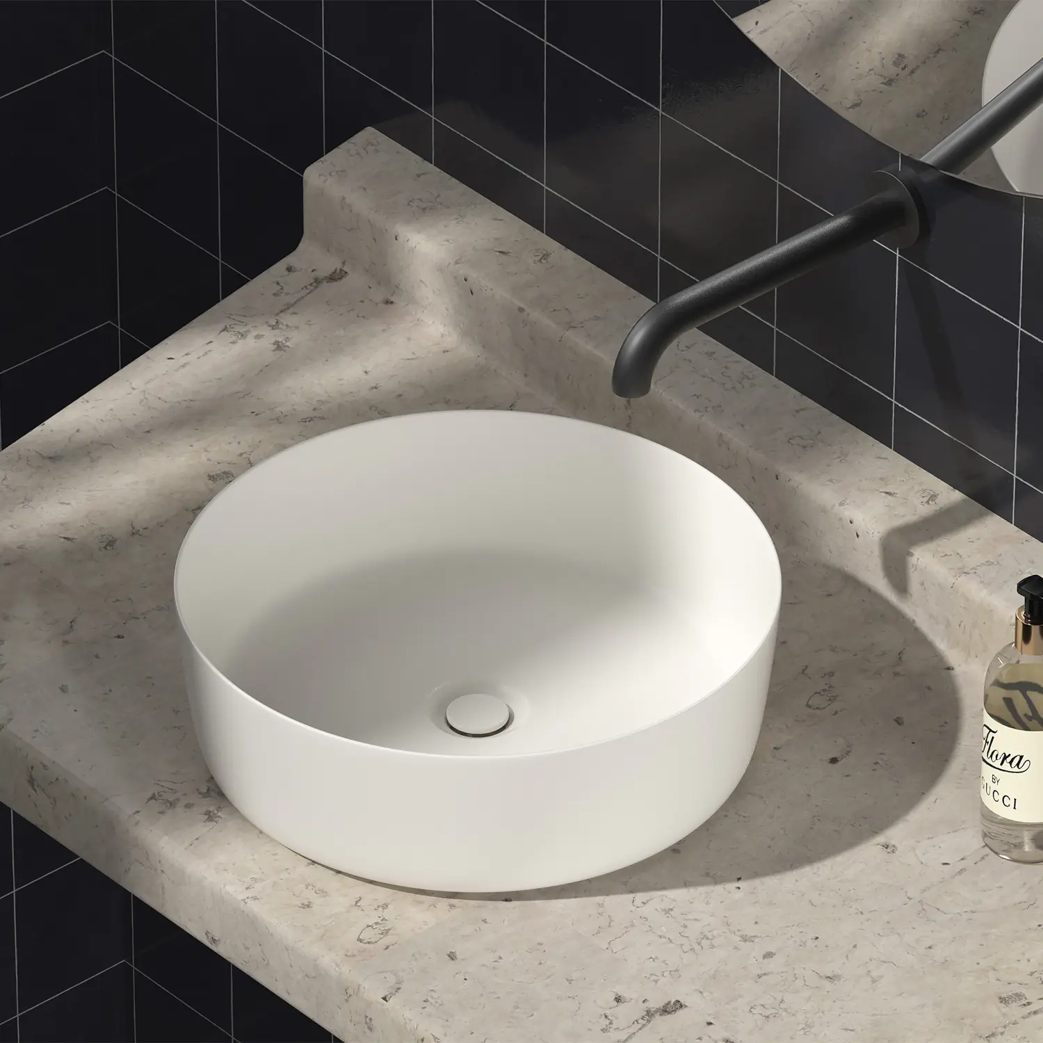 14 inches ceramic matte white round vessel sink bathroom 36cm porcelain round art basin